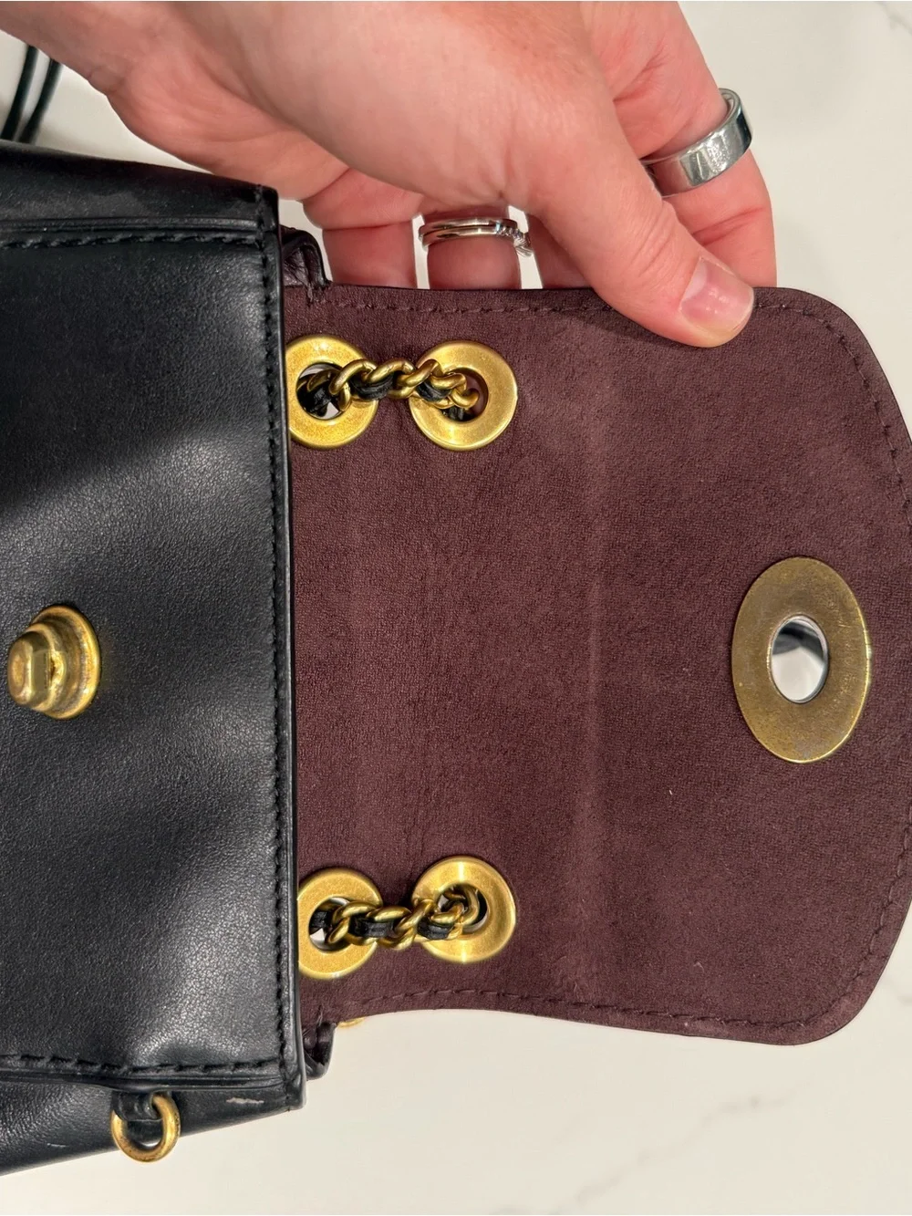 Coach Black Leather Parker Convertible Backpack with Gold Chain Hardware